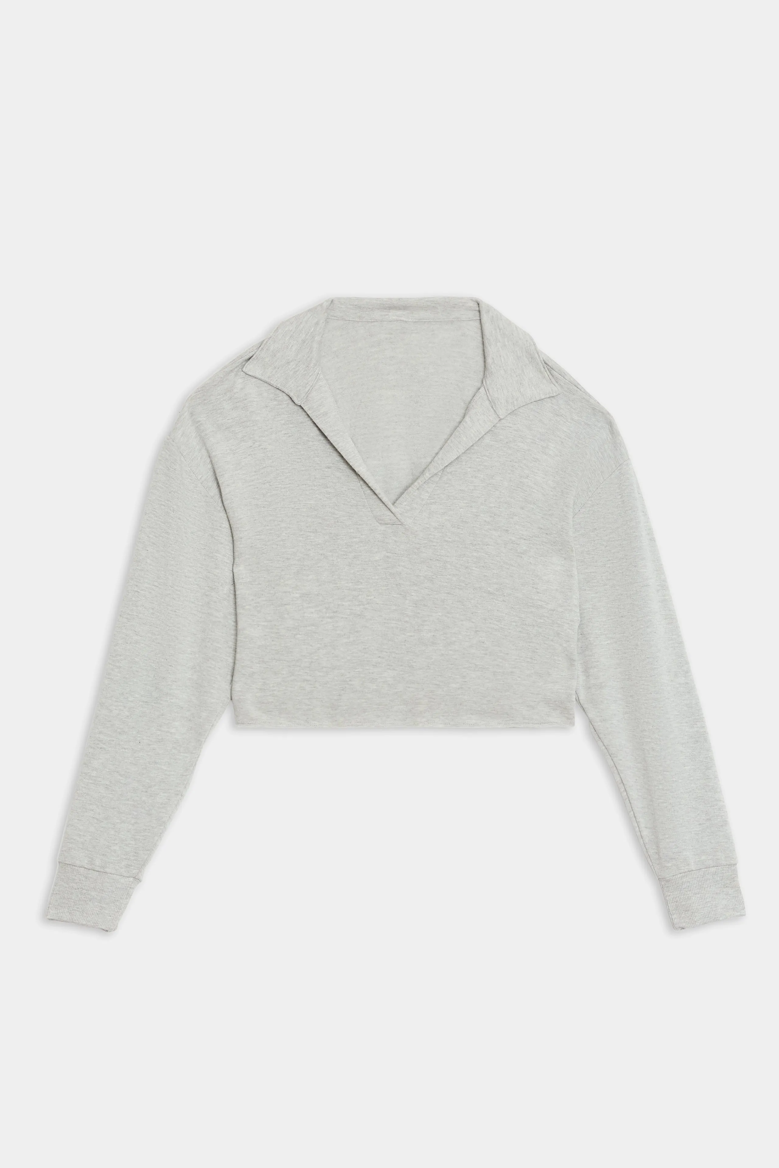 Joan Fleece Polo Sweatshirt - Heather Grey
