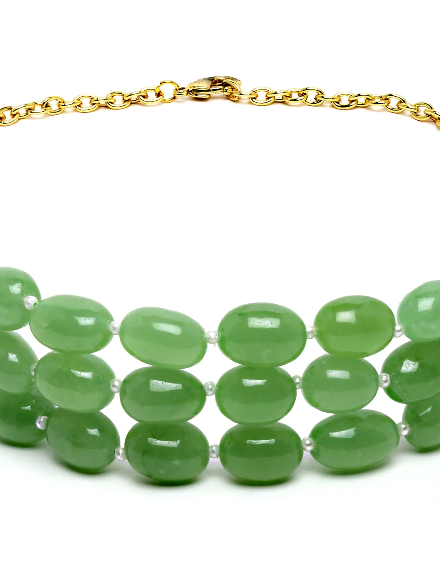 Karatcart Light Green Tumble Stone Studded Beaded Choker Necklace for Women