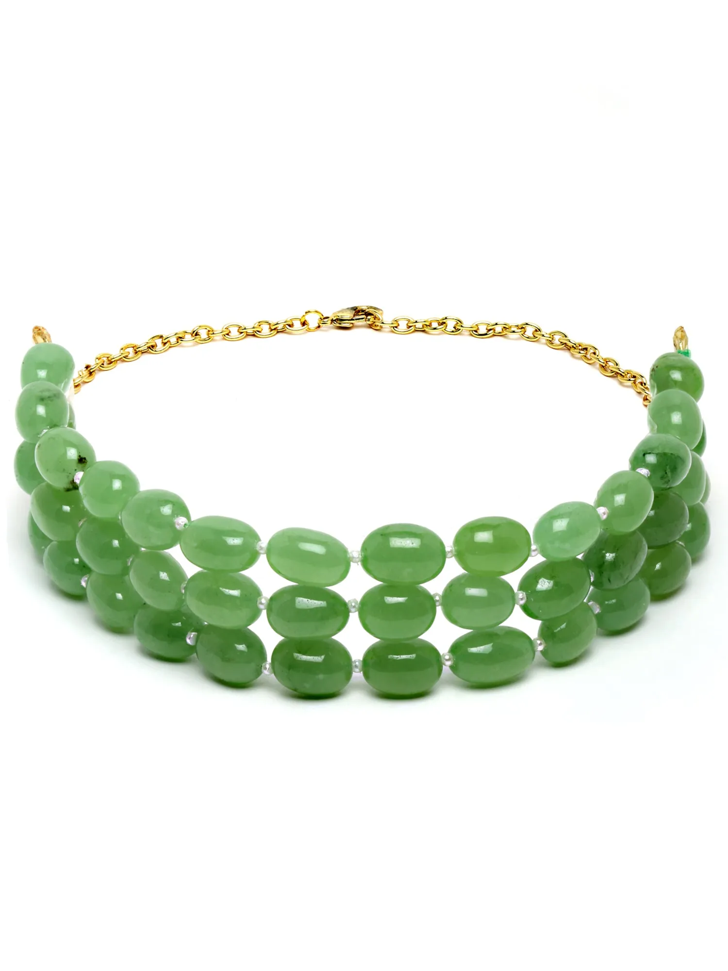 Karatcart Light Green Tumble Stone Studded Beaded Choker Necklace for Women