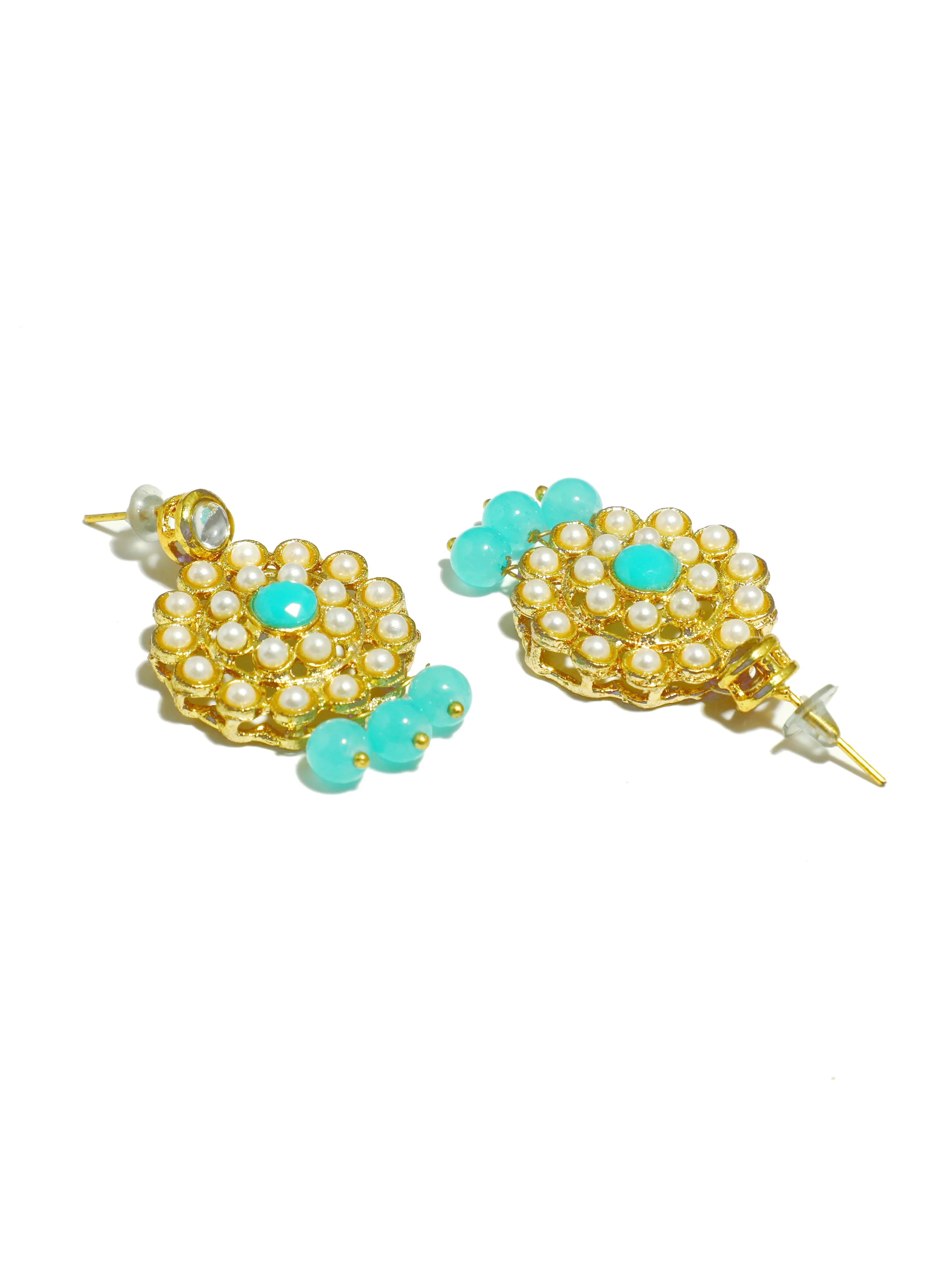 Kundan Blue Beaded Choker Necklace Set