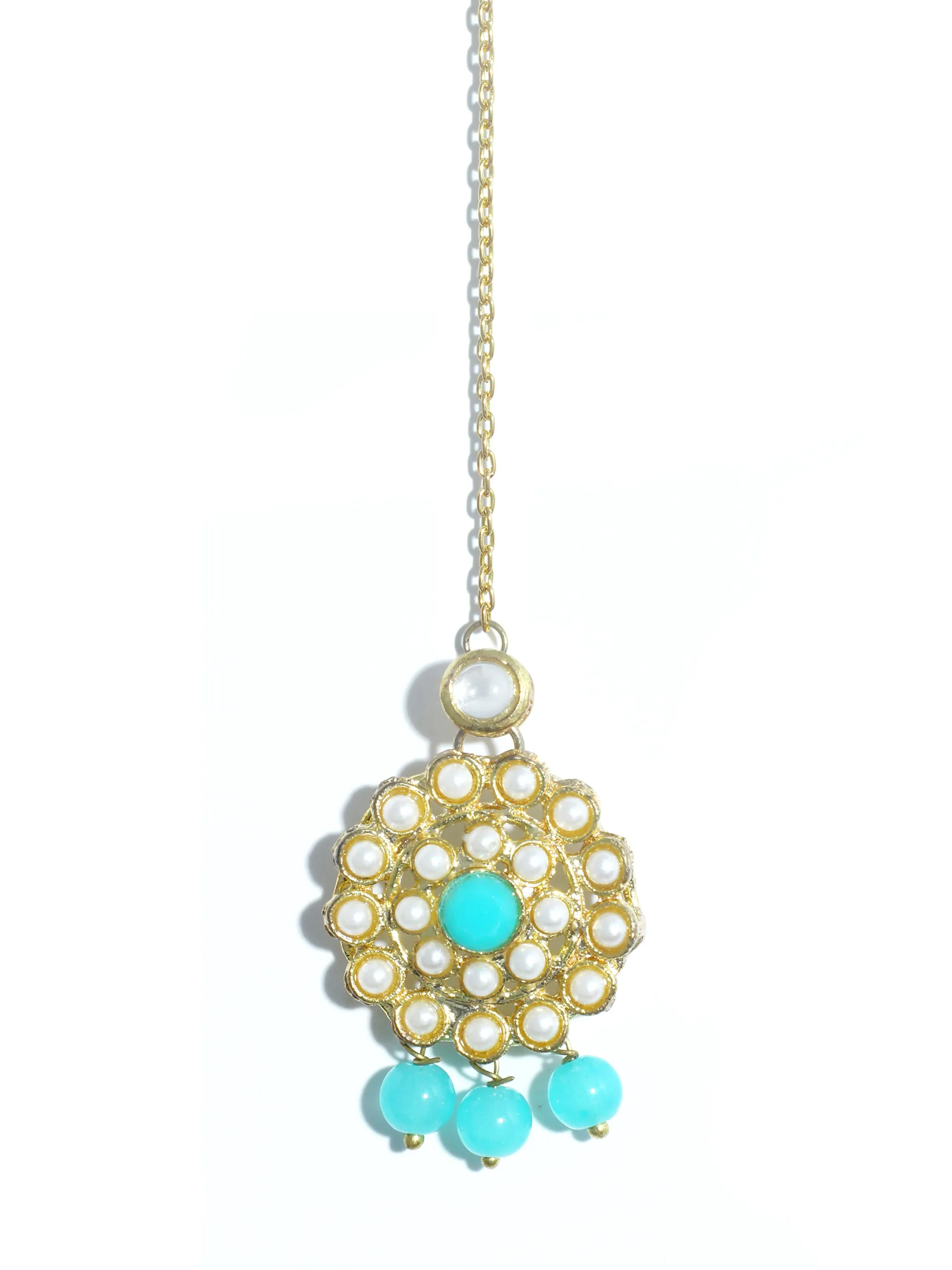 Kundan Blue Beaded Choker Necklace Set