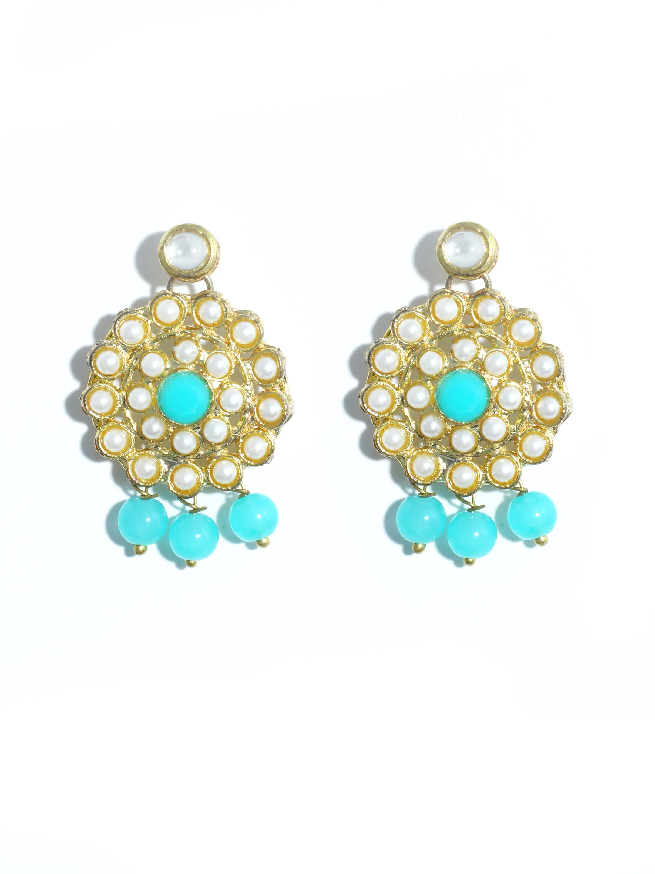 Kundan Blue Beaded Choker Necklace Set
