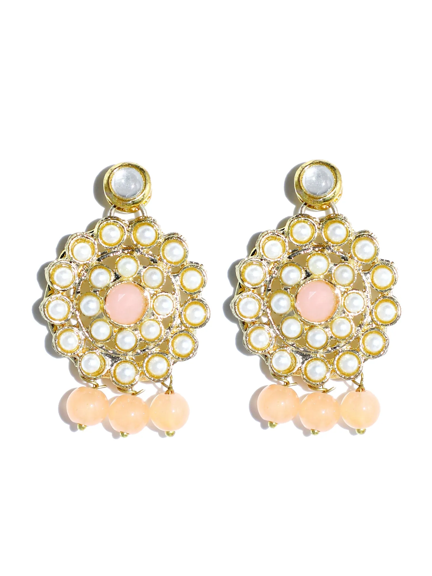 Kundan Peach Beaded Choker Necklace Set