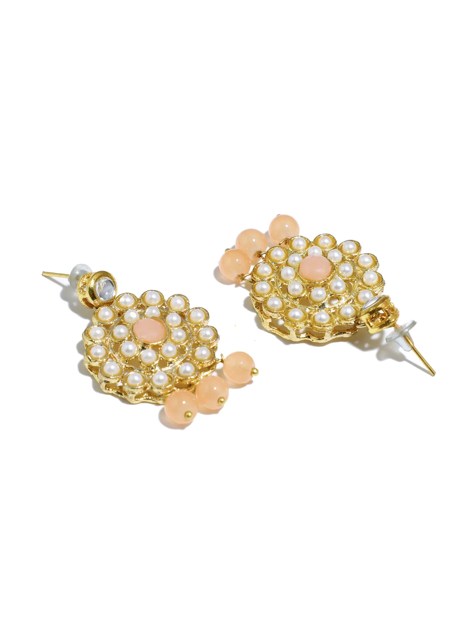 Kundan Peach Beaded Choker Necklace Set