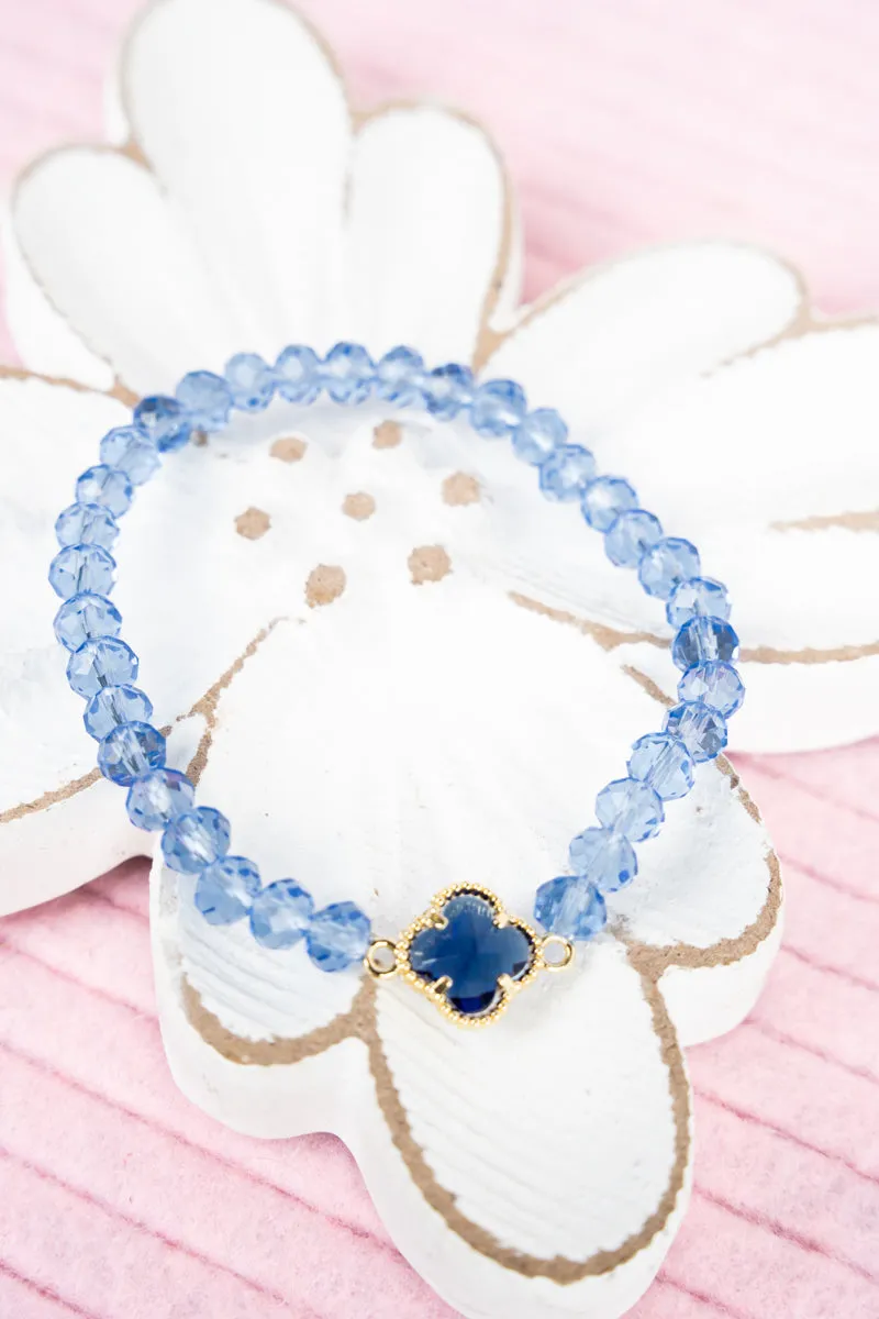 Kyla Clover Blue Beaded Bracelet