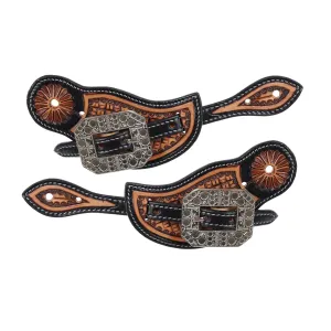 Ladie's Argentina Cow Leather Antique Silver Dot Spur Strap