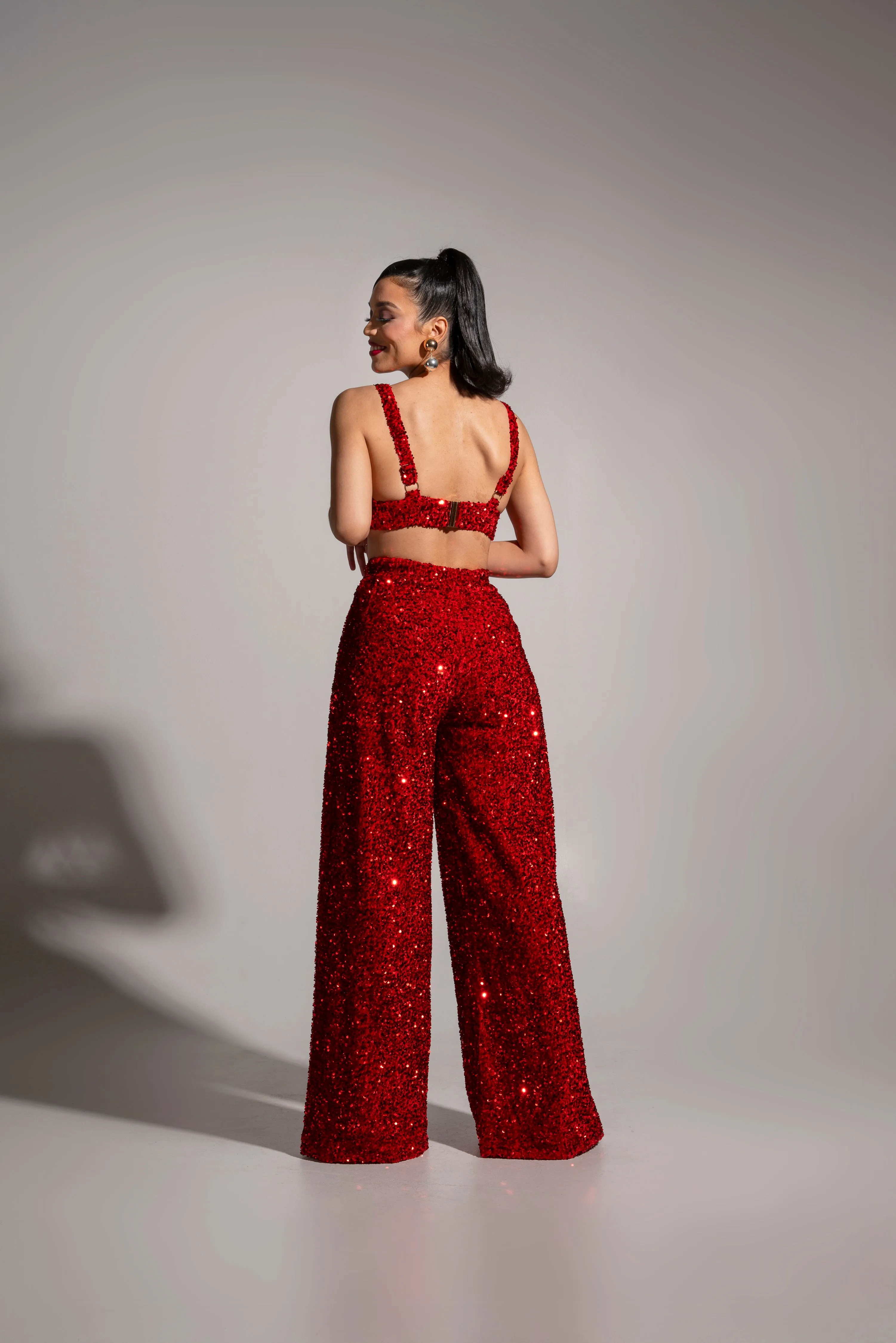 LIZA Sequin Bra Top in RUBY