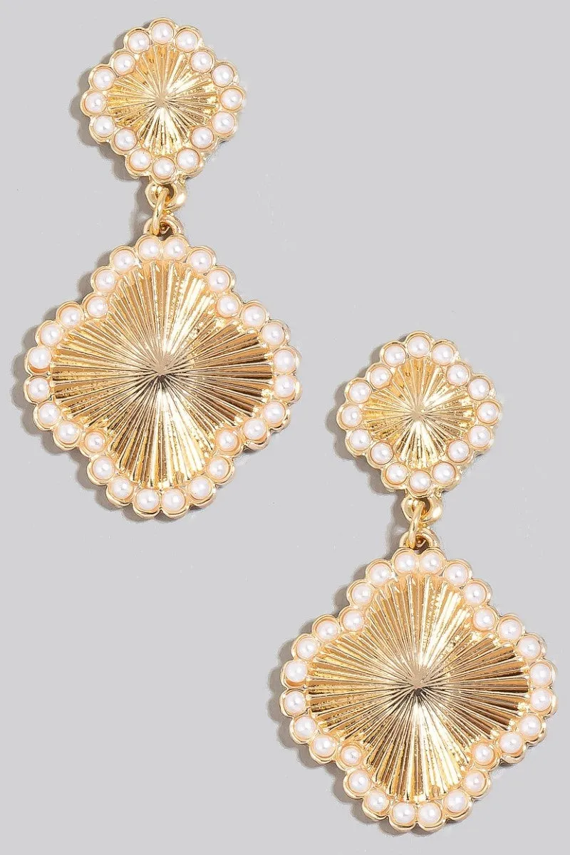 LOST IN LOVE PEARL BEADED DANGLE EARRINGS - GOLD