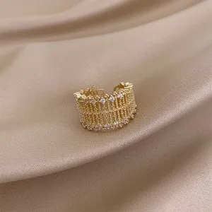 Luxury Full Inlaid Zircon Gold Ring For Women Jewelry Wedding Jewelry
