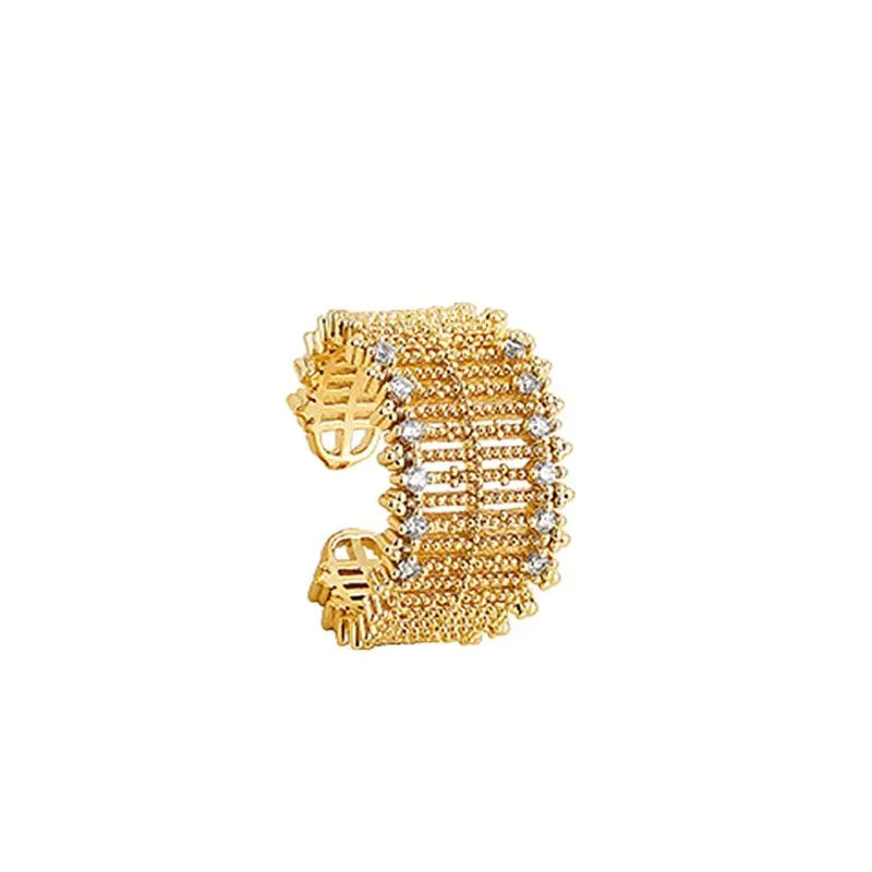 Luxury Full Inlaid Zircon Gold Ring For Women Jewelry Wedding Jewelry