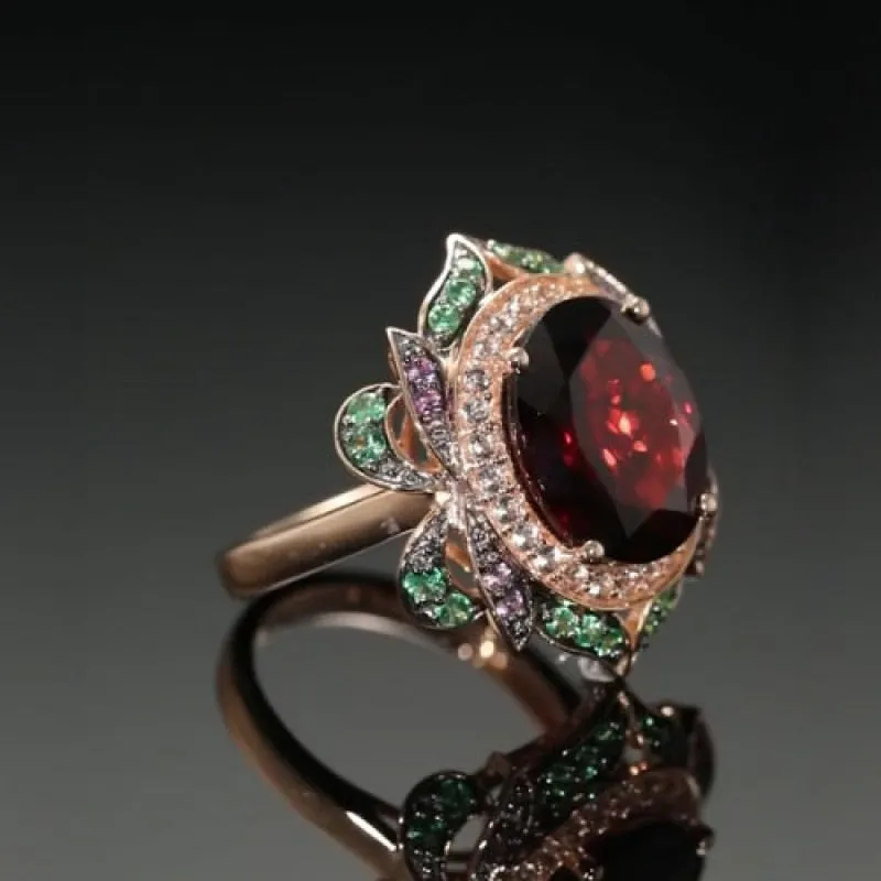 Luxury Inlaid Flower Engagement Ring Party Women Wedding Jewelry