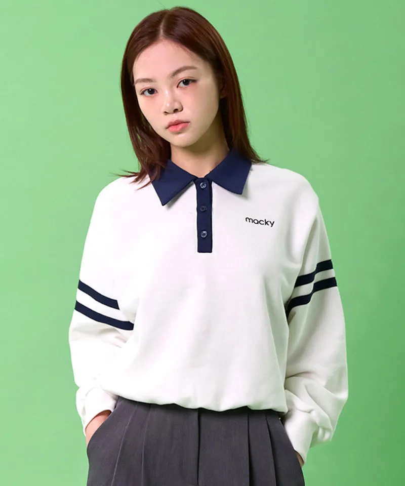 MACKY Golf: Line PK Sweatshirt - White