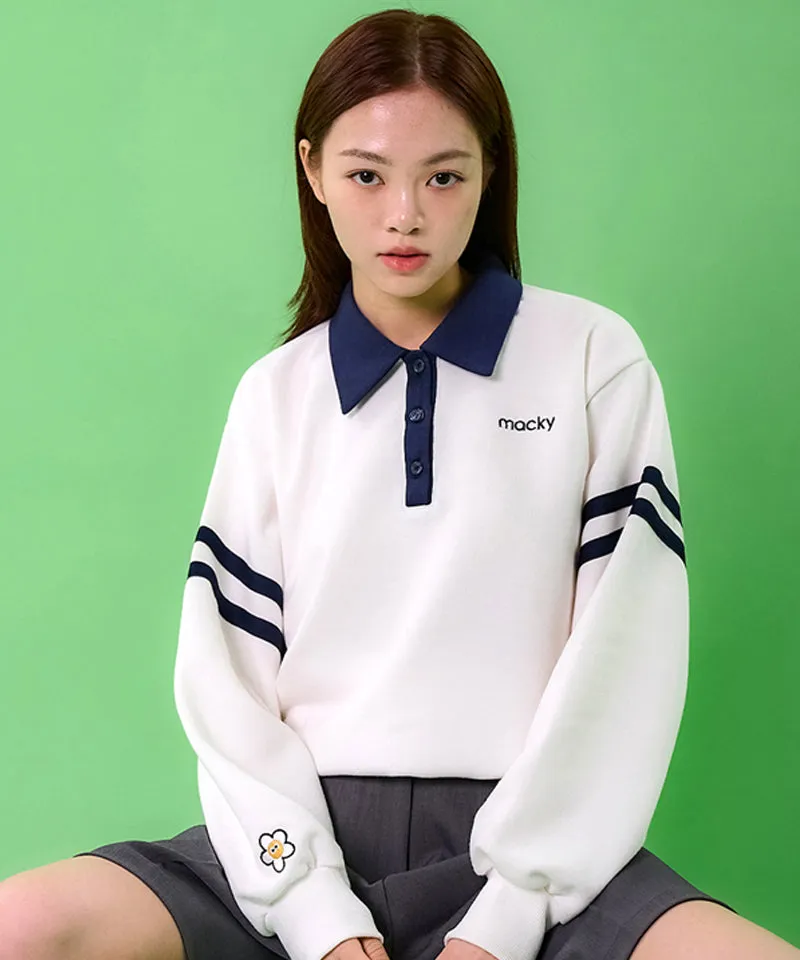 MACKY Golf: Line PK Sweatshirt - White