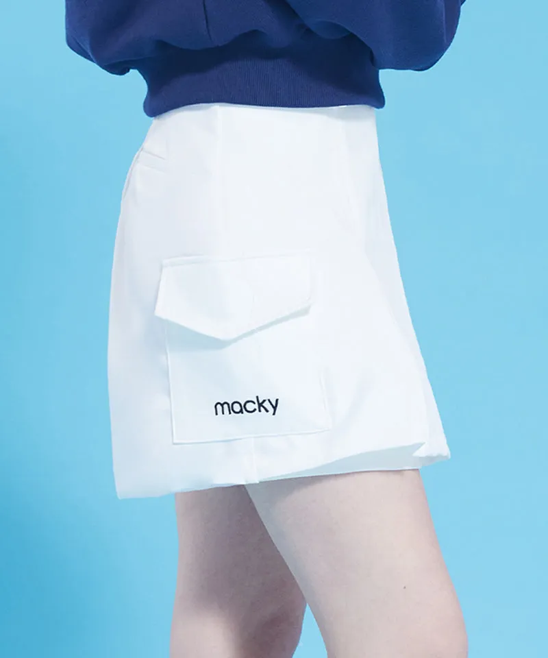 MACKY Golf: Pocket Logo Skirt Pants - White