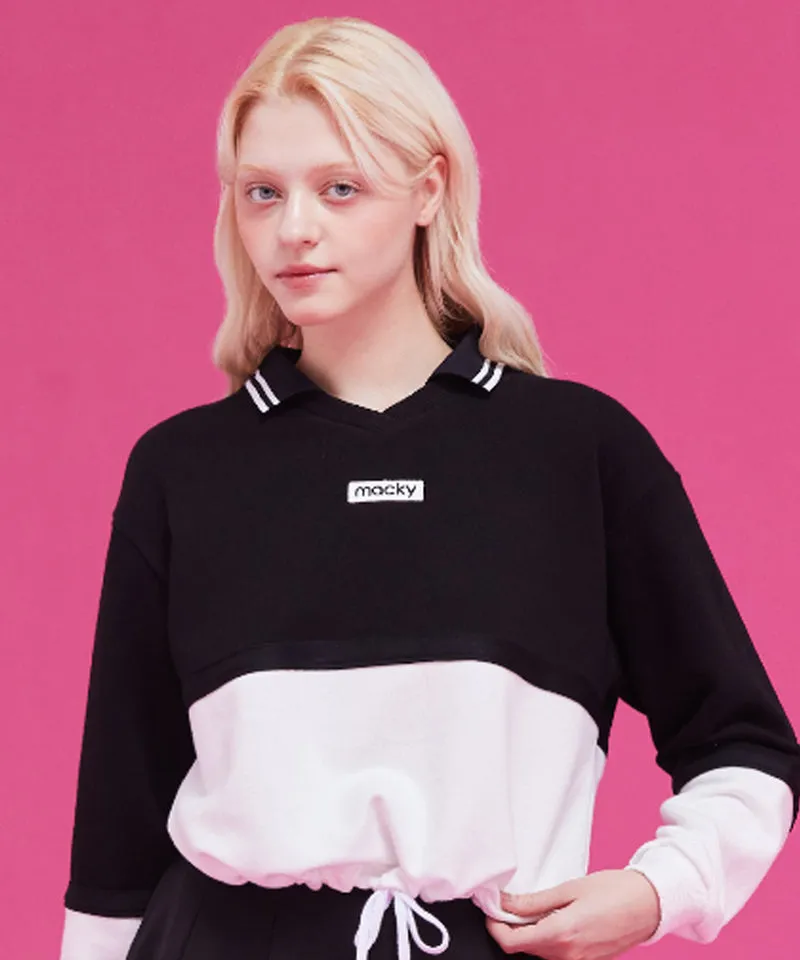 MACKY Golf: String V-Neck Sweatshirt - Black