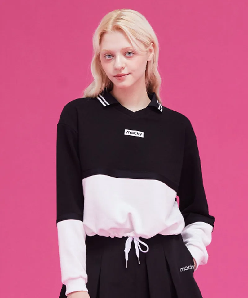 MACKY Golf: String V-Neck Sweatshirt - Black