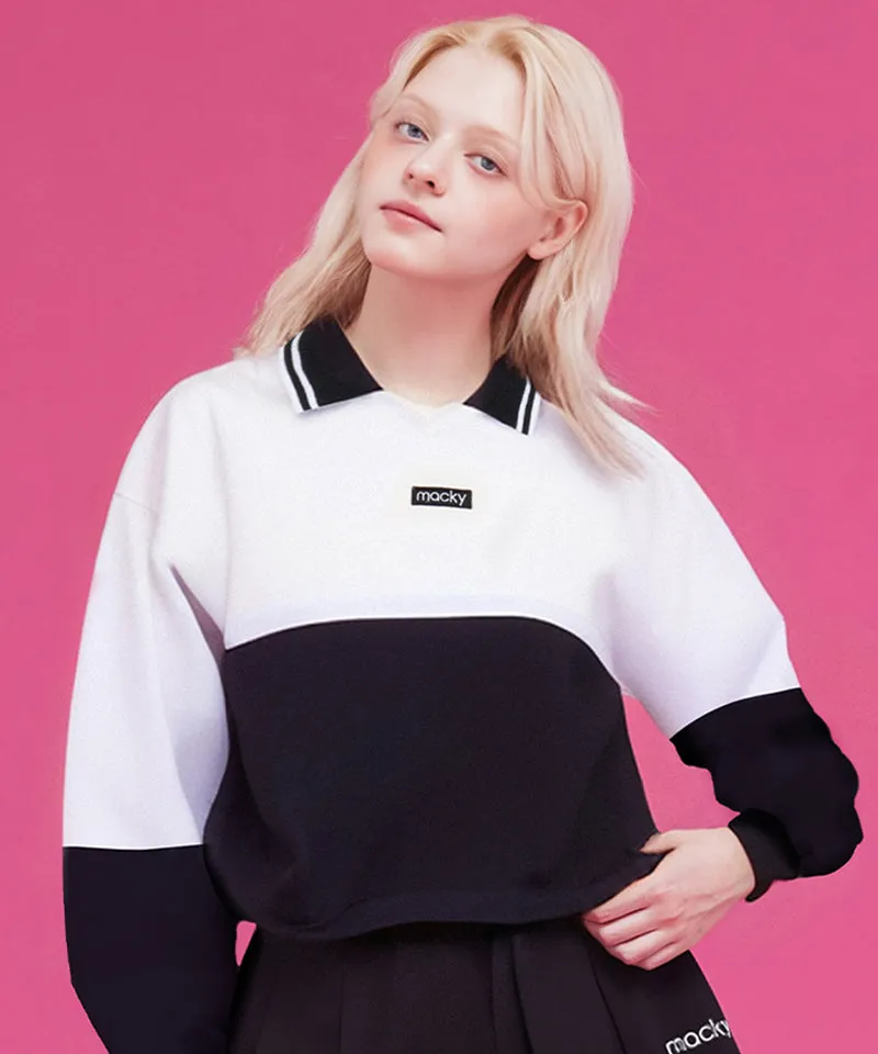 MACKY Golf: String V-Neck Sweatshirt - White