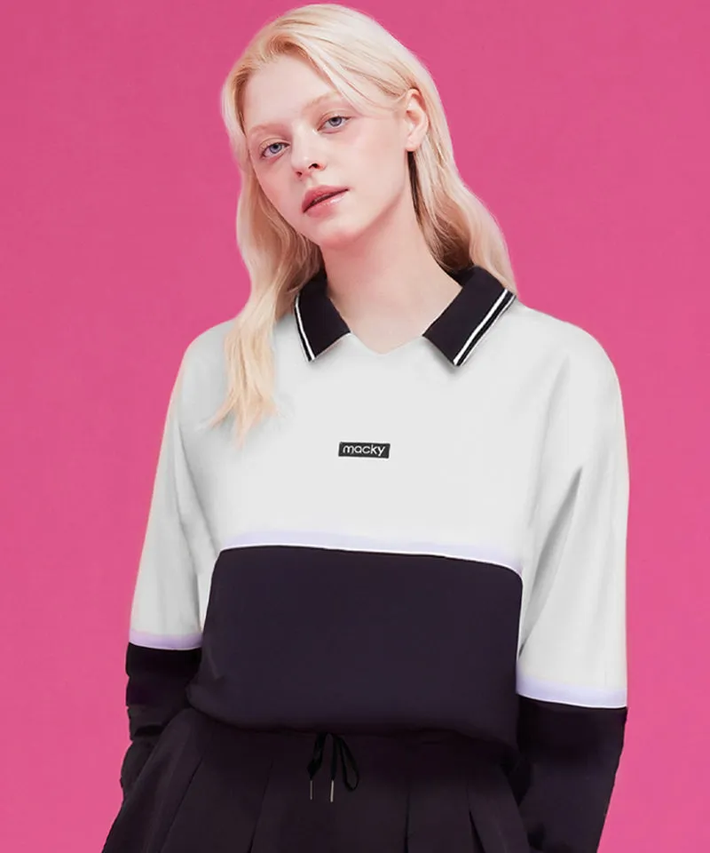 MACKY Golf: String V-Neck Sweatshirt - White