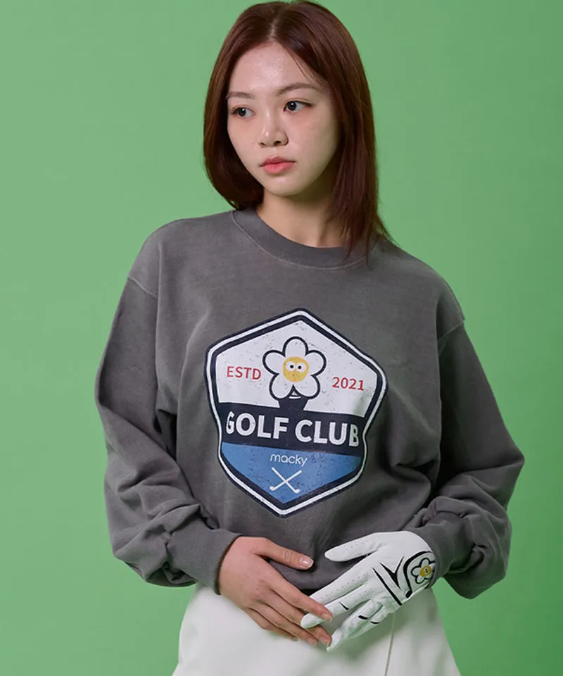 MACKY Golf: Washing Pigment Sweatshirt - Charcoal