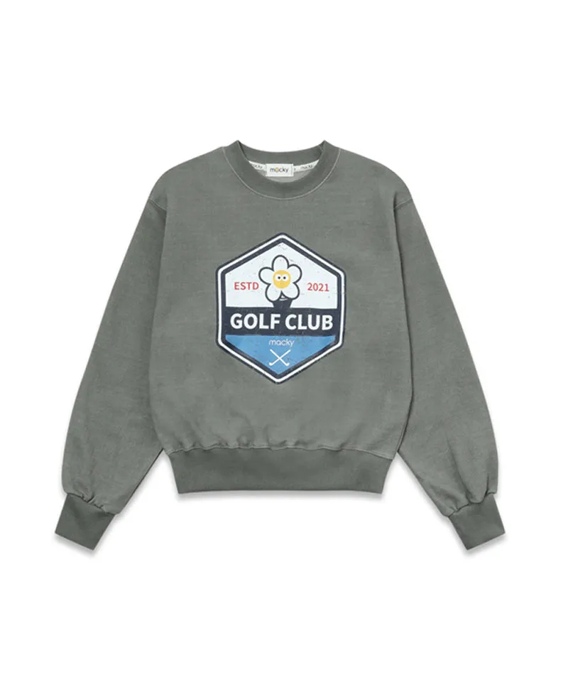 MACKY Golf: Washing Pigment Sweatshirt - Charcoal