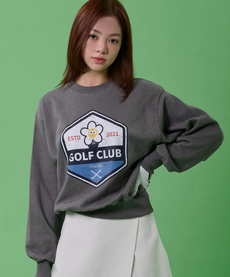 MACKY Golf: Washing Pigment Sweatshirt - Charcoal