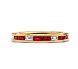 Mark Henry 18k Yellow Gold "Baguette Ruby and Diamond Thread" Band