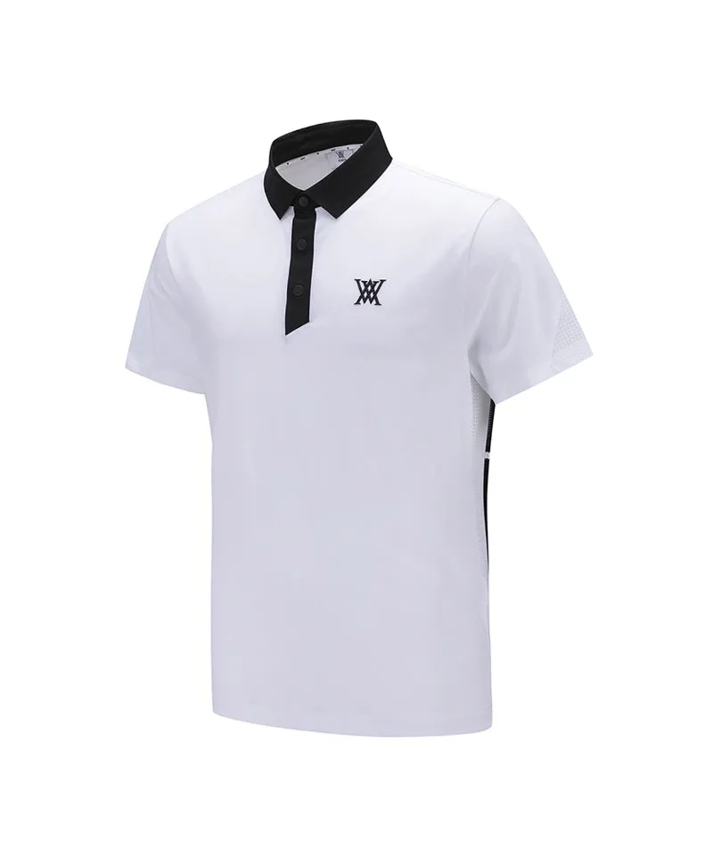 Men Back Fabric Block Short T-Shirt - White