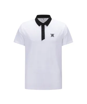 Men Back Fabric Block Short T-Shirt - White