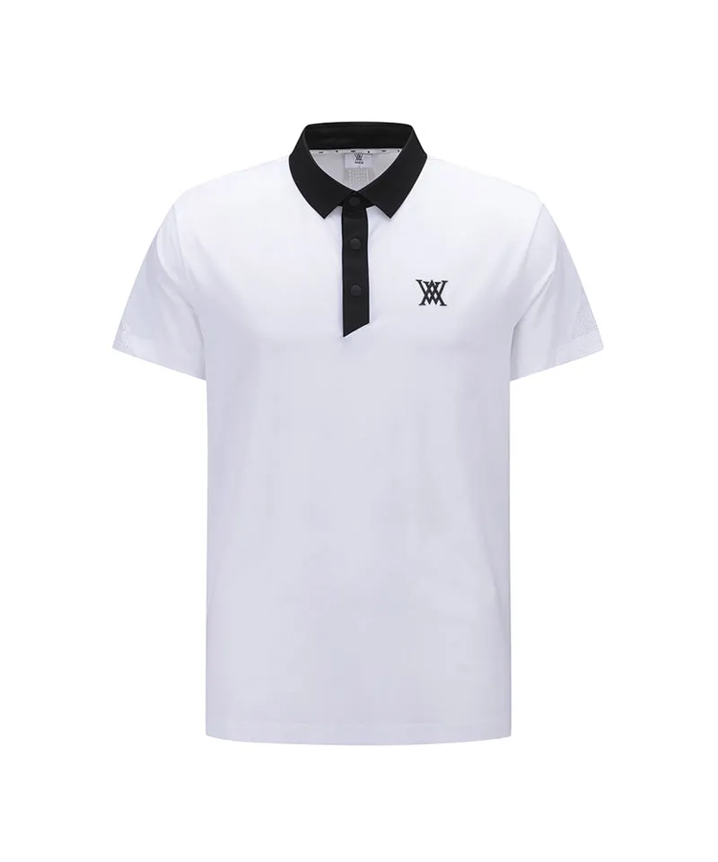 Men Back Fabric Block Short T-Shirt - White