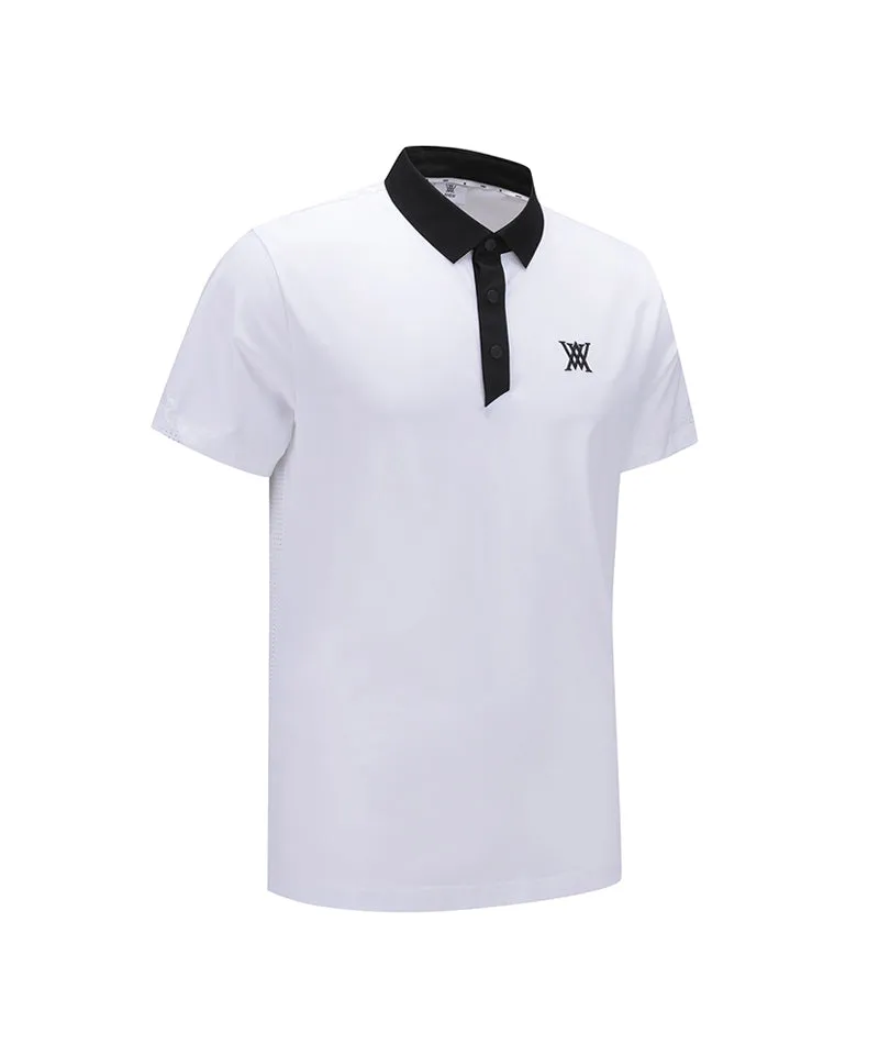 Men Back Fabric Block Short T-Shirt - White