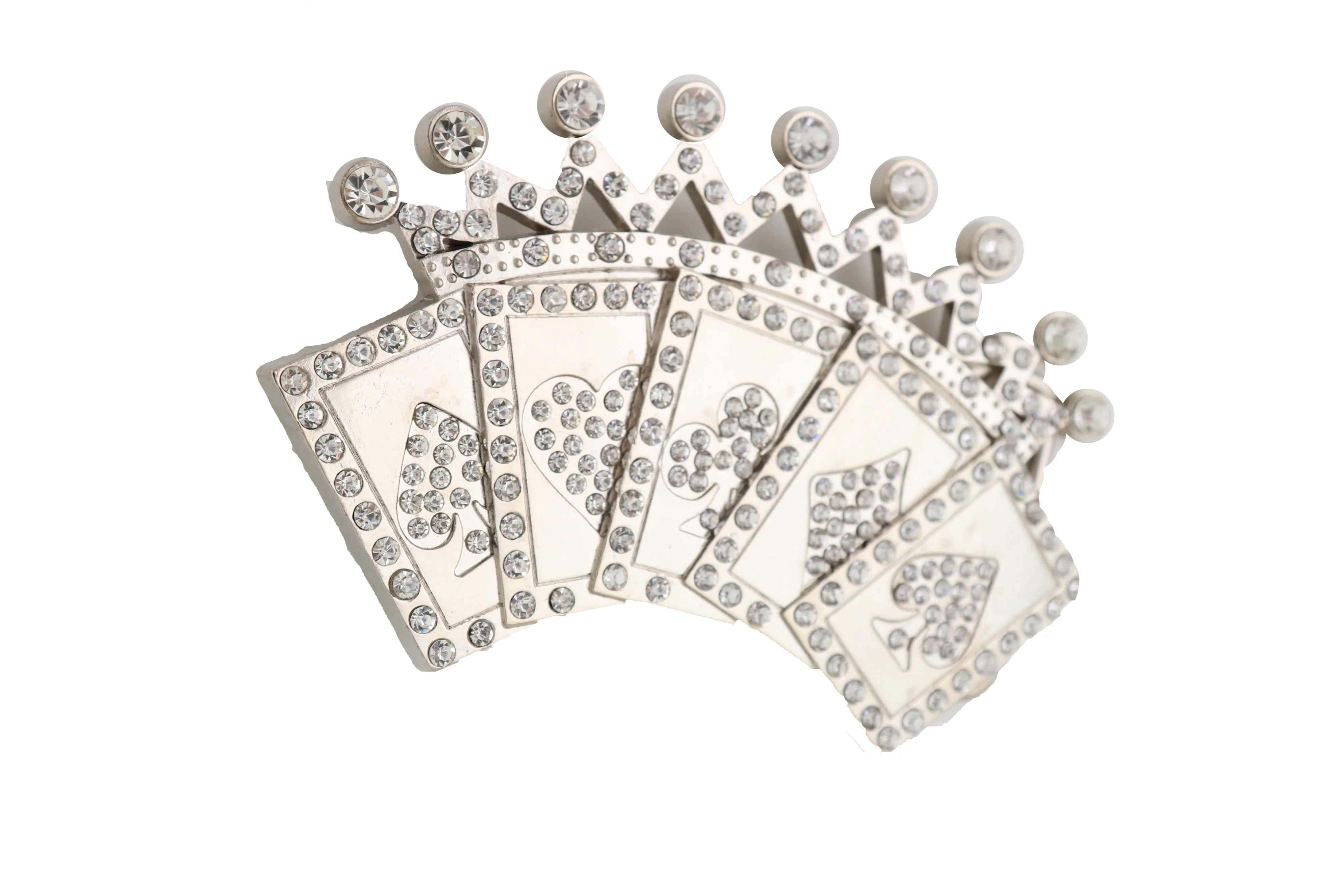 Men Women Silver Metal Belt Buckle Biker Las Vegas Fashion Card Game Bling Crown