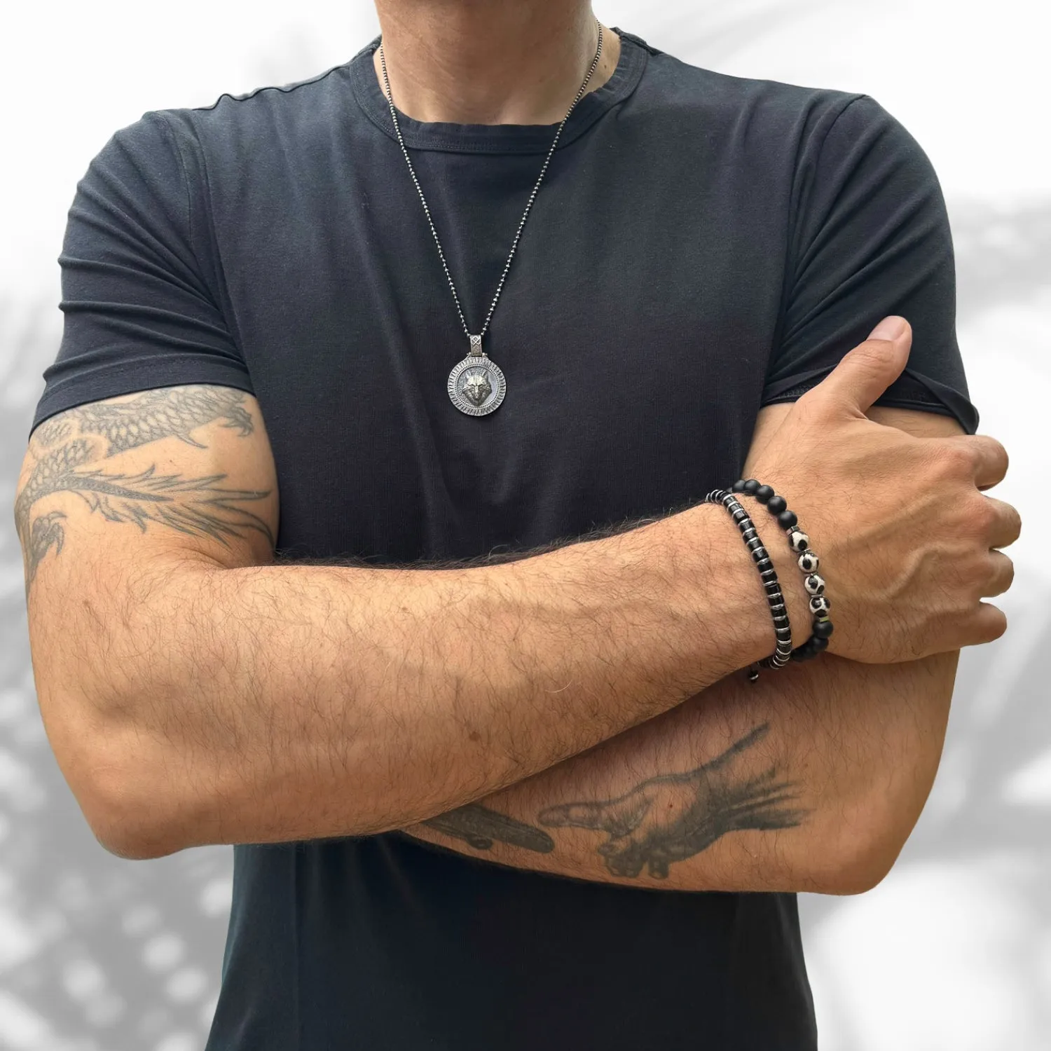 Men's Black Onyx Stone Beaded Adjustable Bracelet