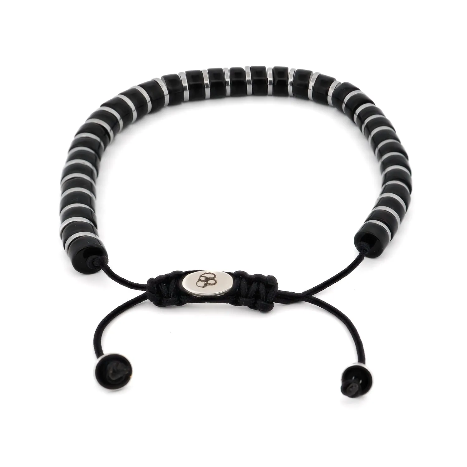 Men's Black Onyx Stone Beaded Adjustable Bracelet