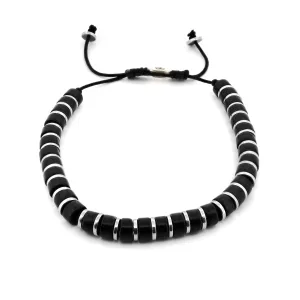 Men's Black Onyx Stone Beaded Adjustable Bracelet