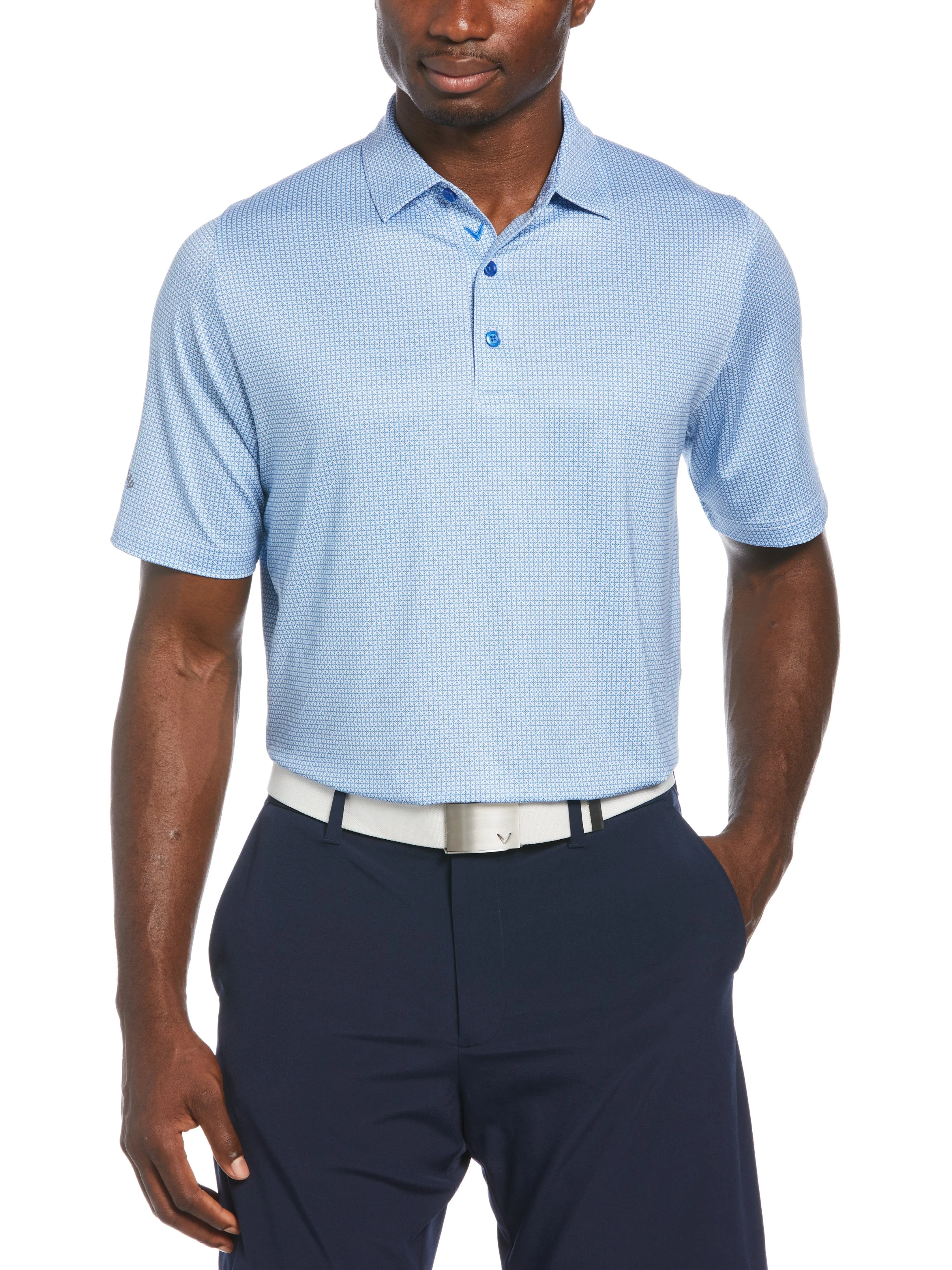 Mens Chevron Foulard Print Golf Polo
