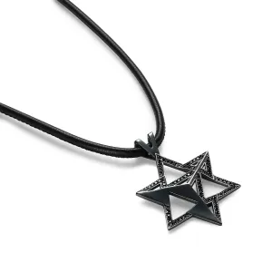 Merkavah Pendant set with Black Colored Diamond (Blackened)