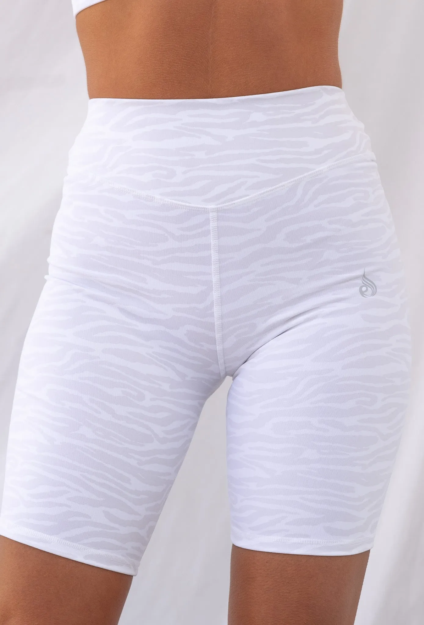 Mid Length Bike Short - White Zebra