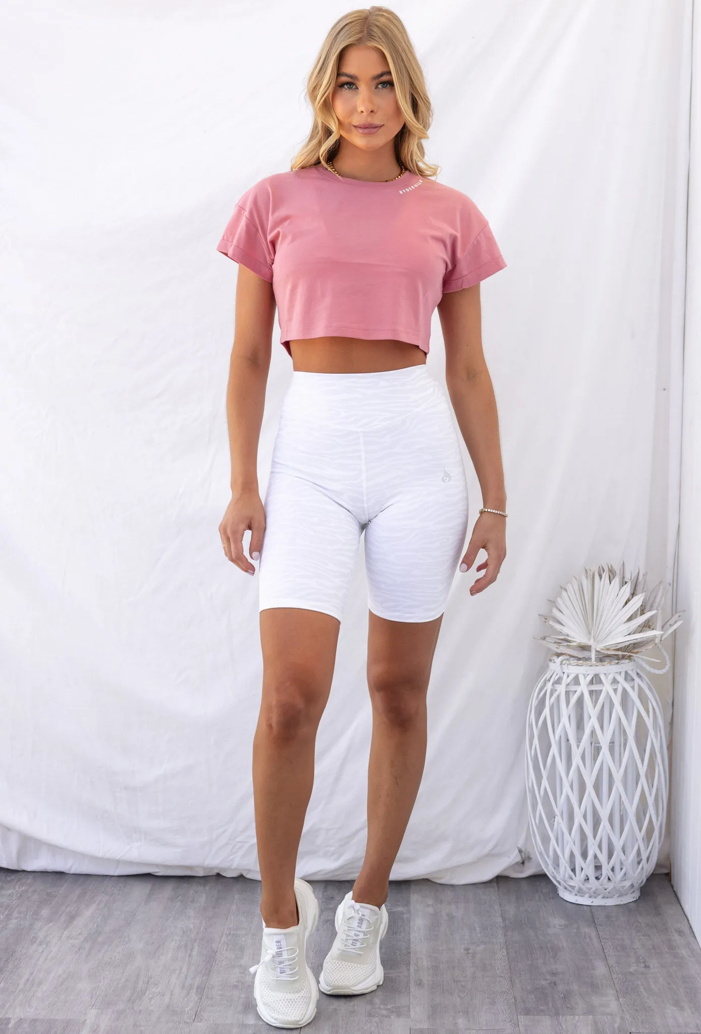 Mid Length Bike Short - White Zebra
