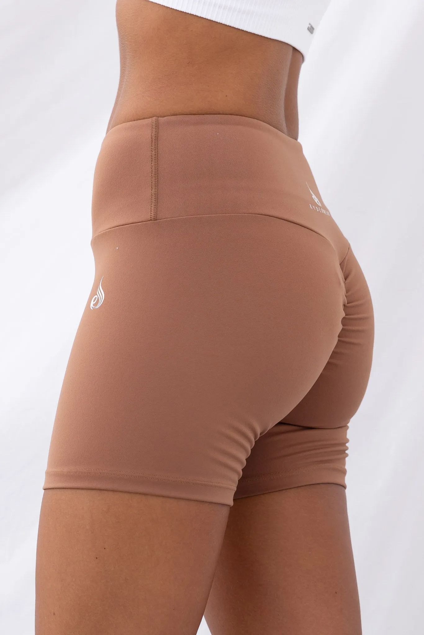 Mid Length Scrunch Shorts - Mocha