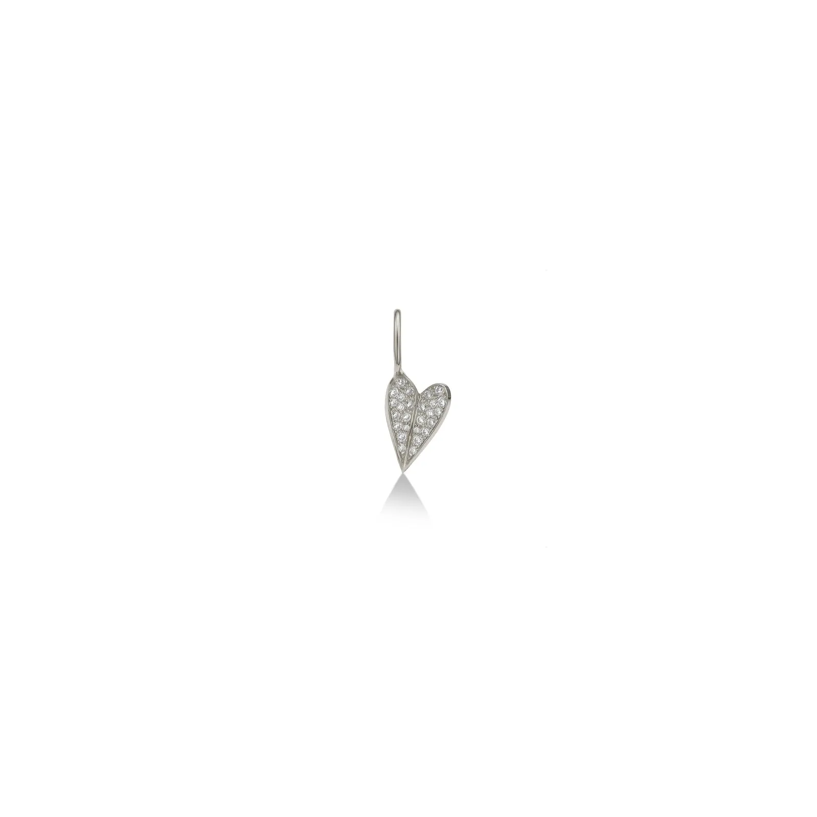 Mini Folded Heart Charm with Full Diamond Pavé