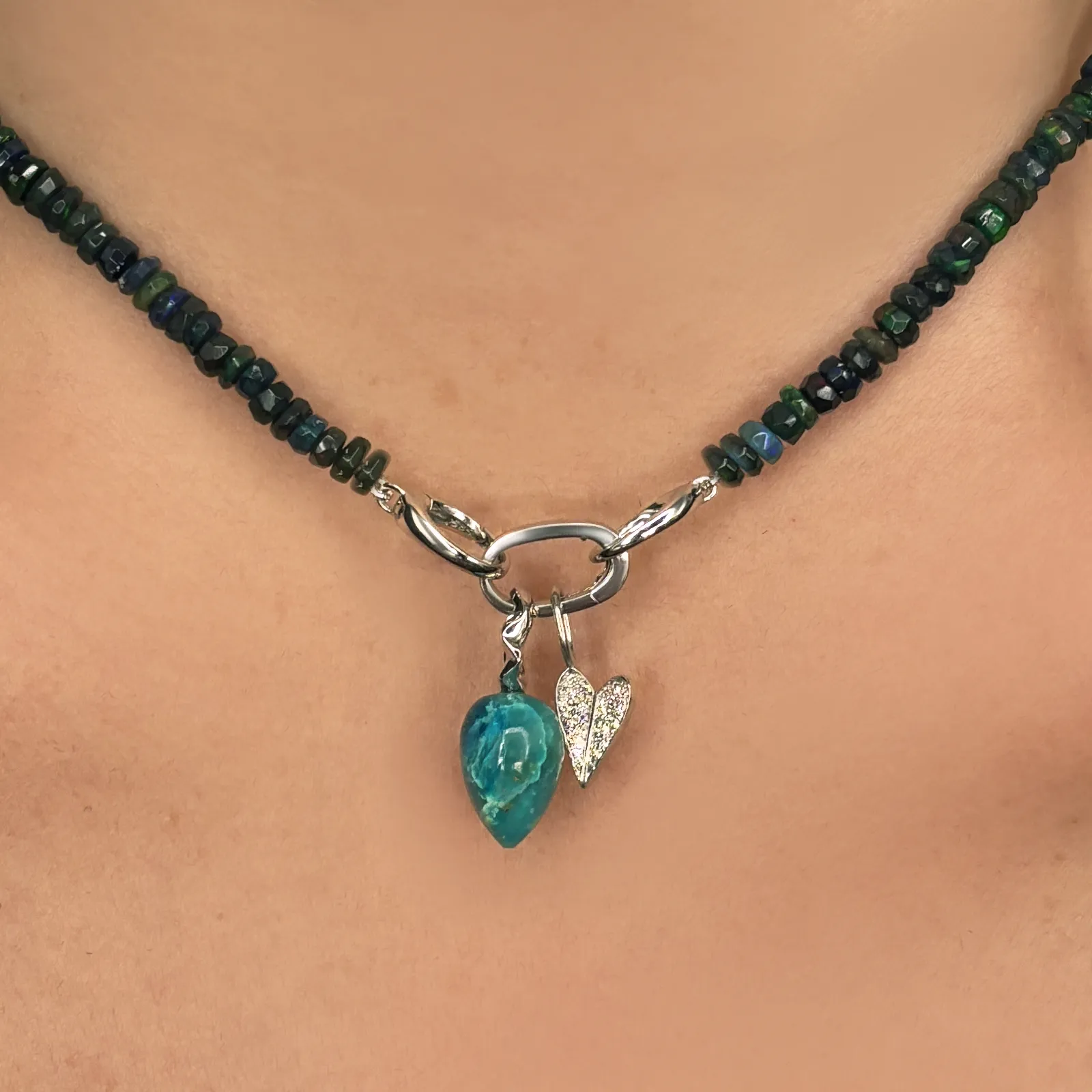 Mini Folded Heart Charm with Full Diamond Pavé