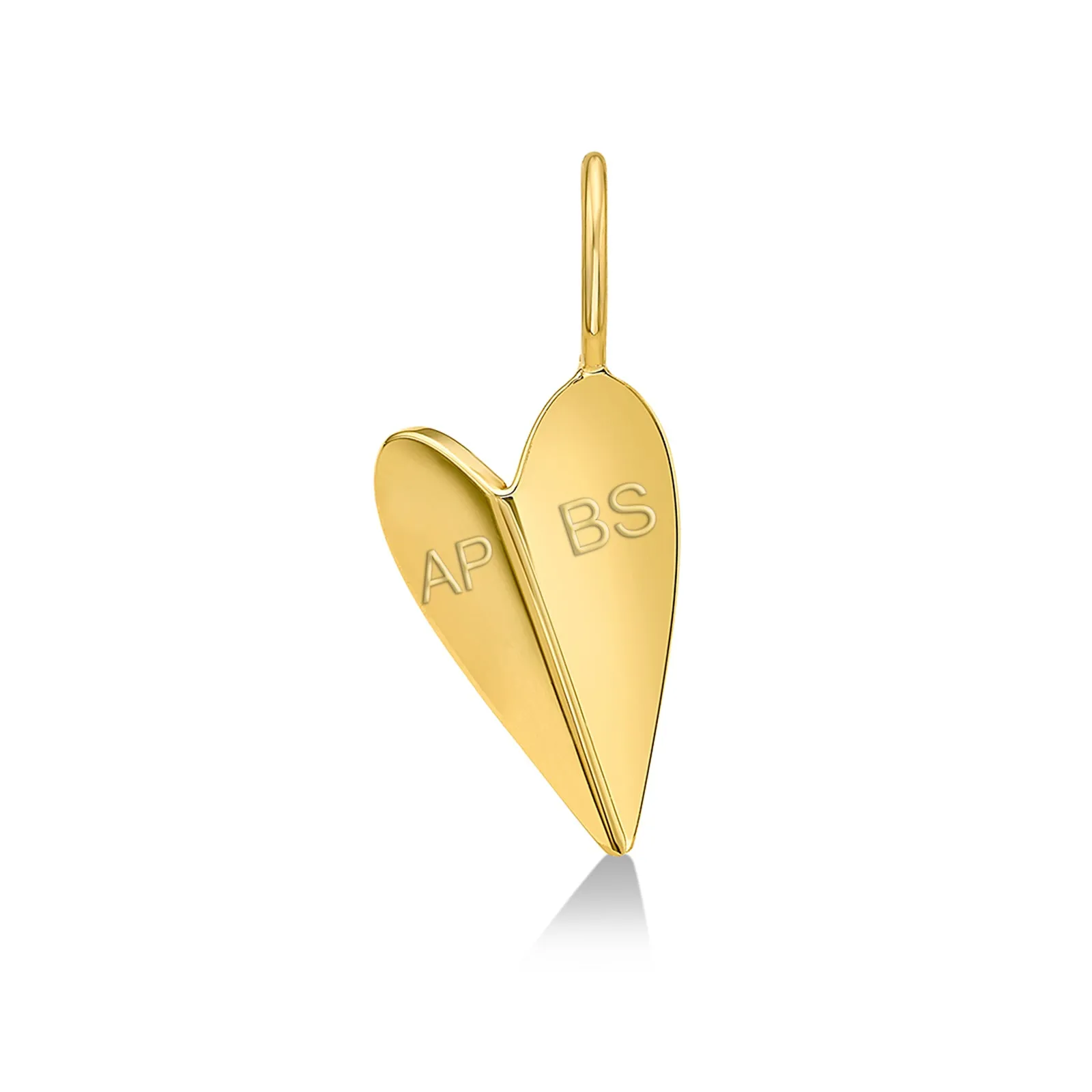 Mini Folded Heart Charm with Full Diamond Pavé