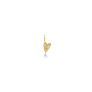 Mini Folded Heart Charm with Full Diamond Pavé