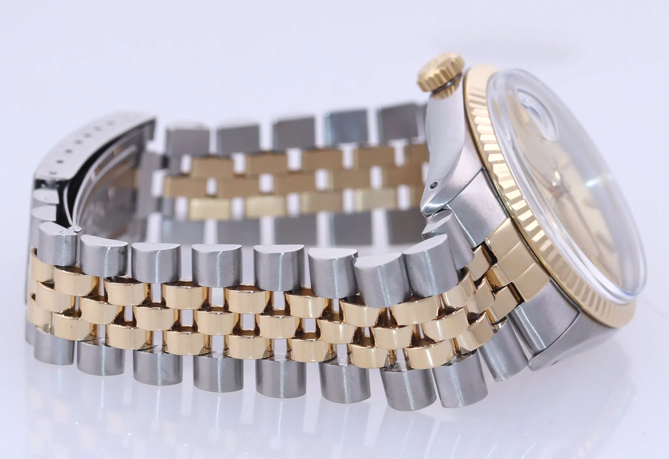 MINT Rolex DateJust 16013 Two-Tone 18k Gold Steel Jubilee Champagne Dial Watch