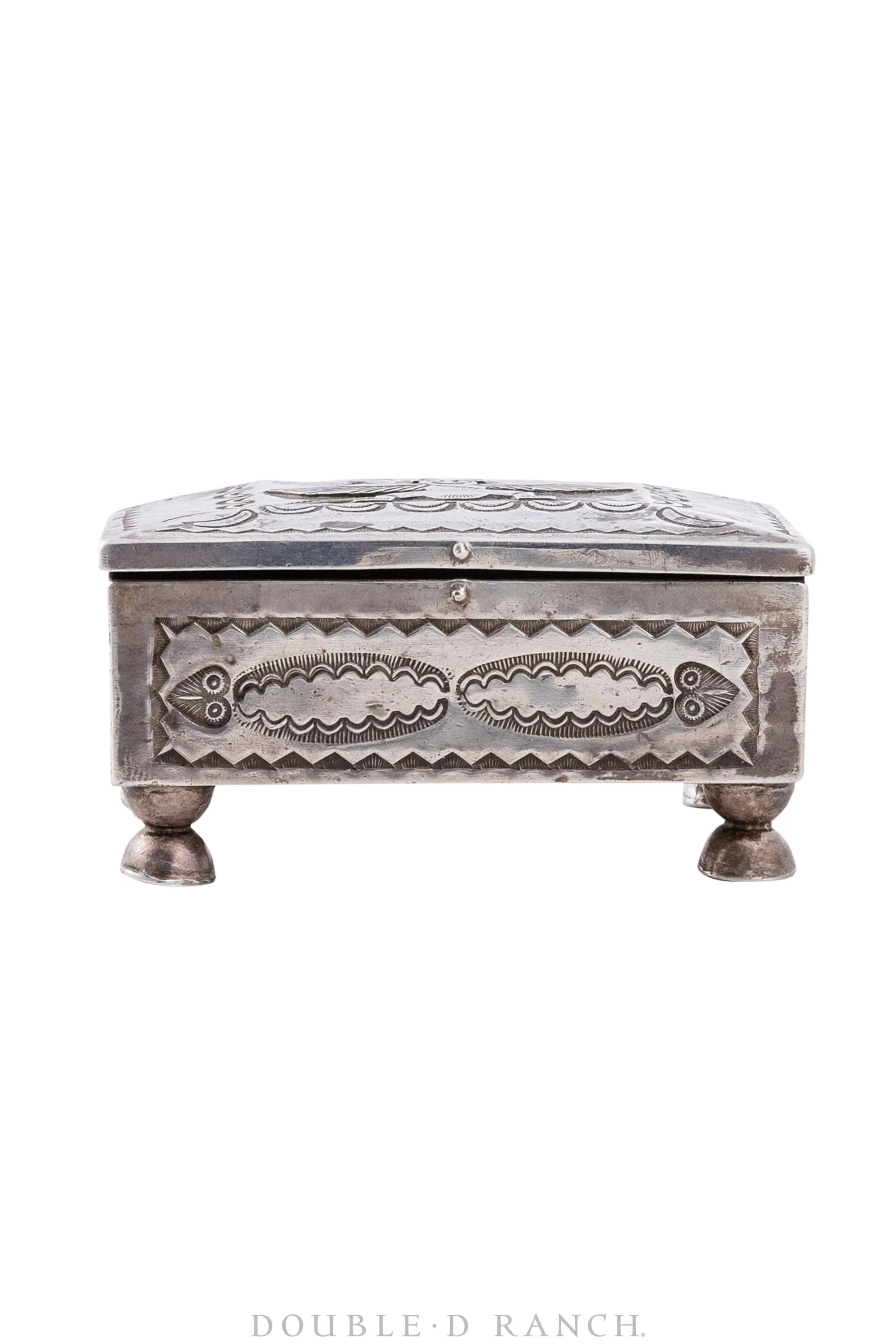 Miscellaneous, Sterling Silver Box, Footed, Thunderbird, Fred Harvey Railroad Era, Vintage 30's, 400
