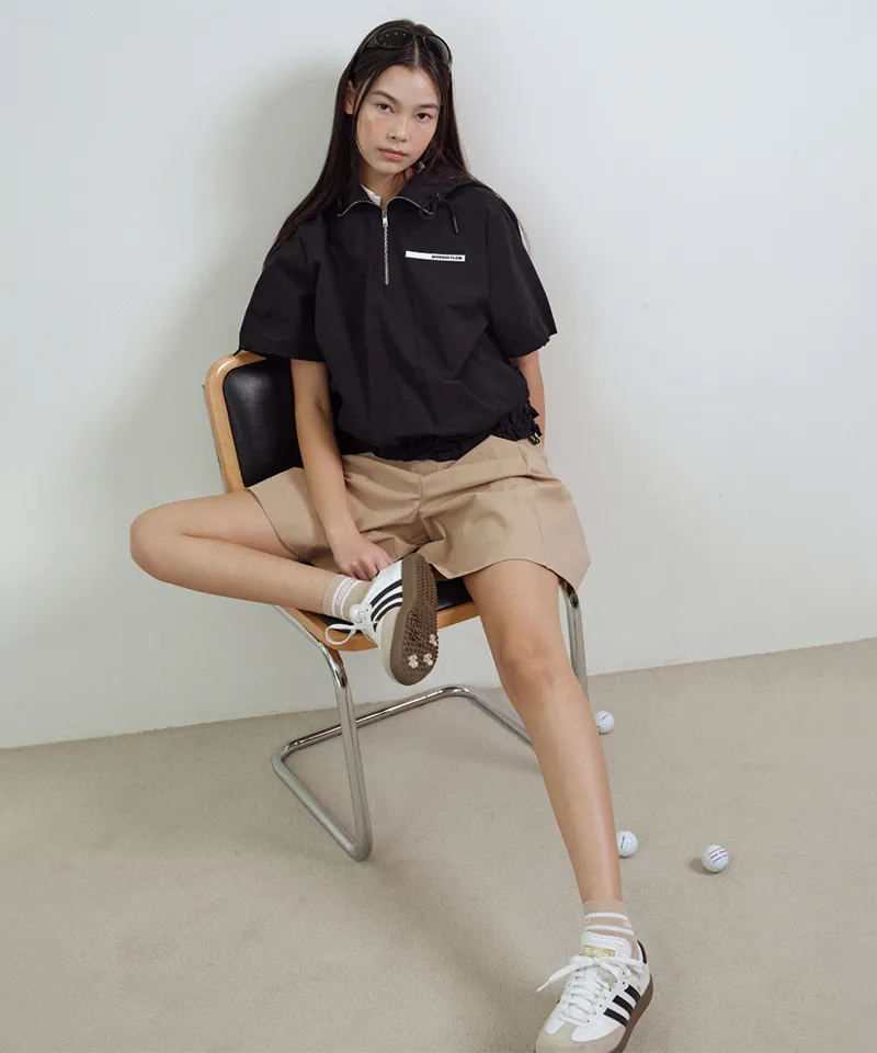 Monday Flow Logo Border Short Socks - Light Beige