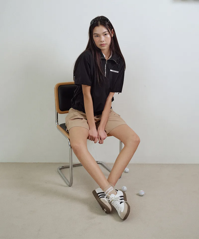 Monday Flow Logo Border Short Socks - Light Beige