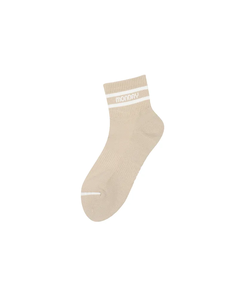 Monday Flow Logo Border Short Socks - Light Beige