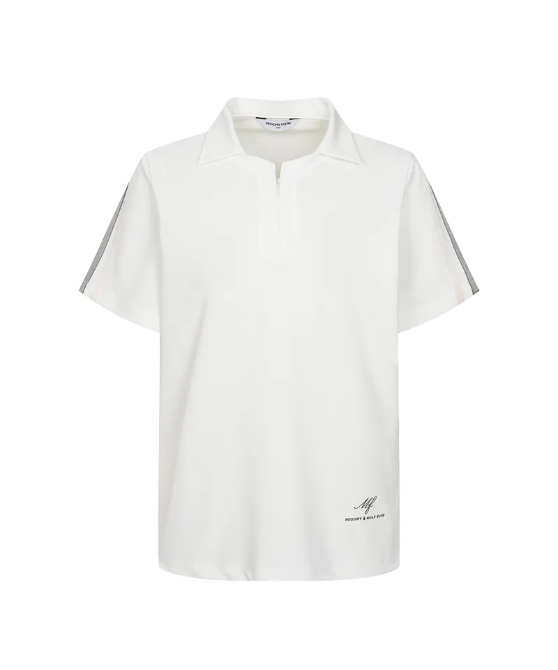 Monday Flow Sporty And Cool Collar Top - White