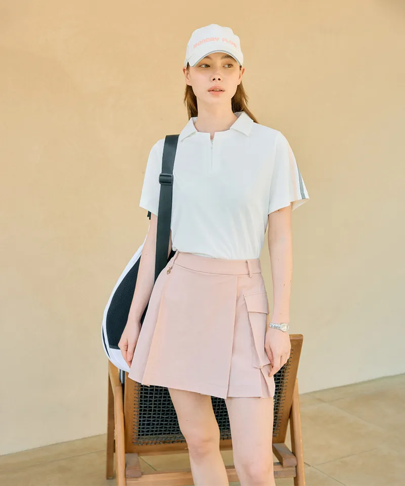 Monday Flow Sporty And Cool Collar Top - White